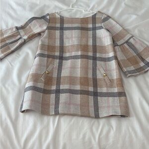 Janie and Jack Plaid Dress with Bell Sleeves